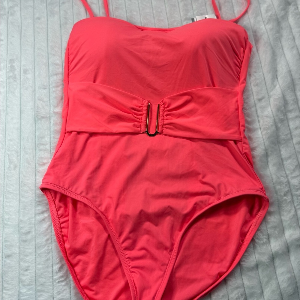 La Blanca Pink One Piece Swimsuit with Elegant Bandeau Design